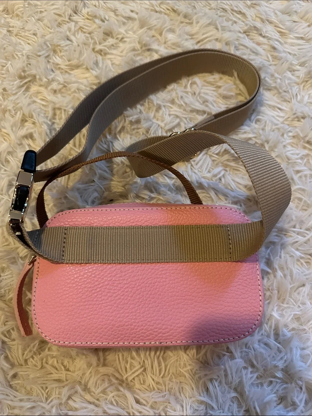 Dooney & Bourke Pink Pebbled Leather Mini Crossbody with Tan Strap, NWOT